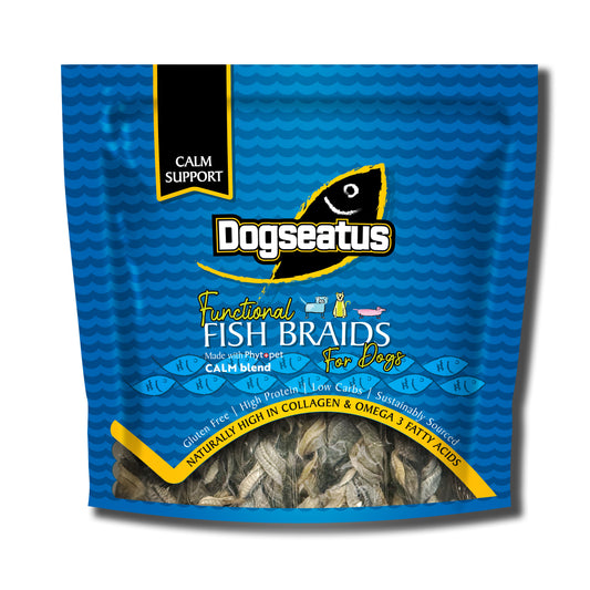 Pet Natural Dogeatus Fish Skin Treats - Calming Herb Mix Braids - 500g