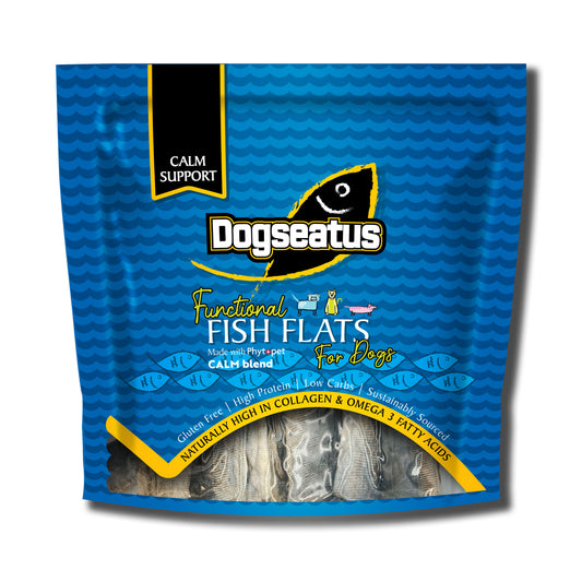 Pet Natural Dogeatus Fish Skin Treats - Calming Herb Mix Flats - 500g